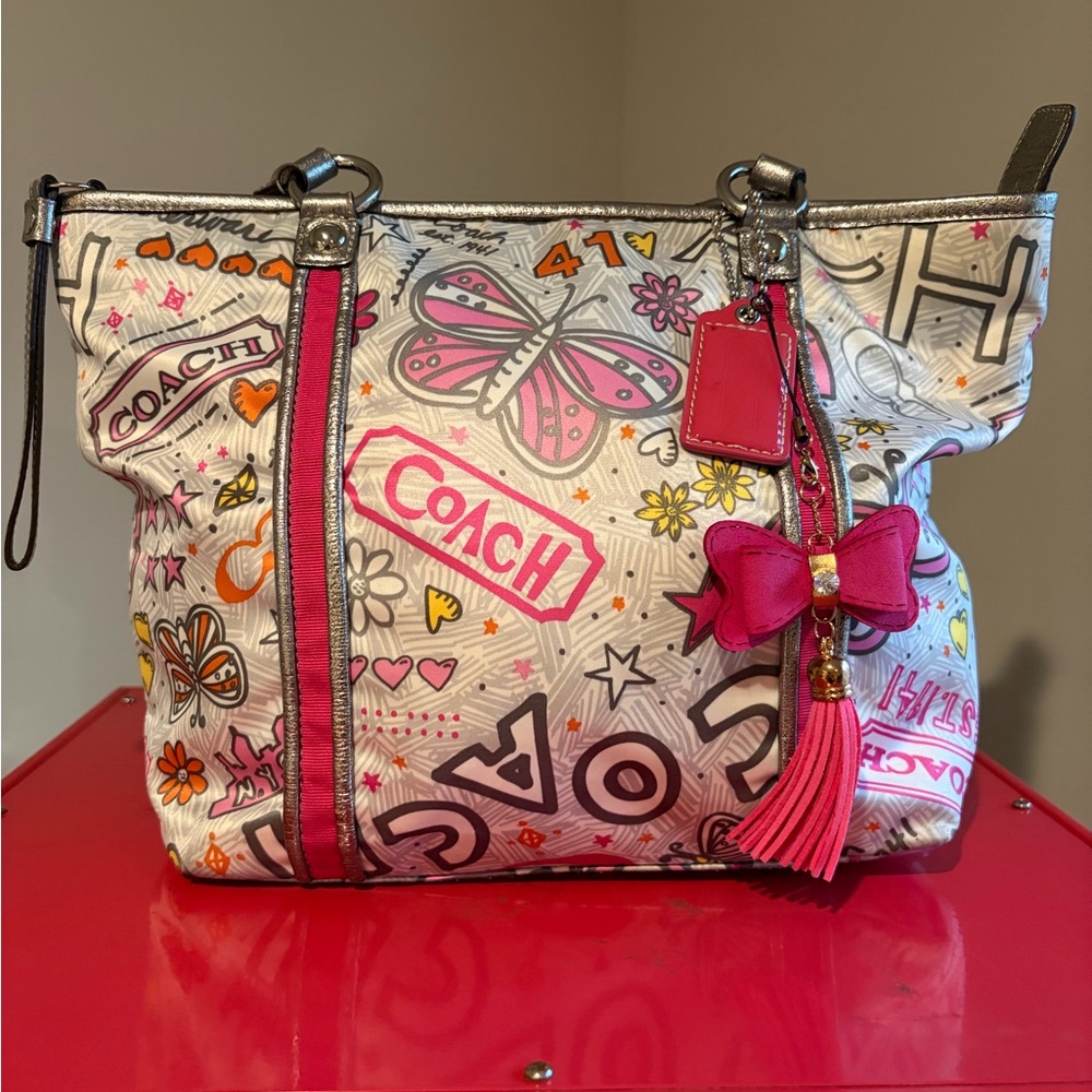 Coach Bandana Graffiti Butterfly Tote F15712